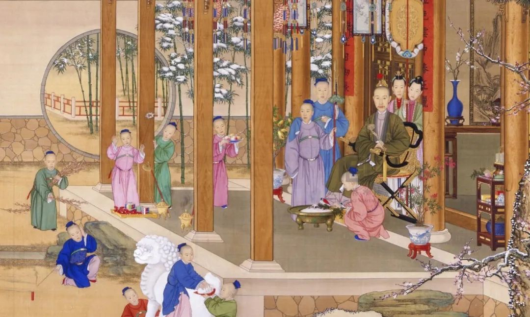 清郎世宁等绘 《弘历雪景行乐图》轴故宫博物院藏