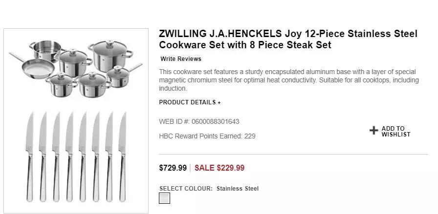 【送的比买的贵】双立人厨具套件大特价，立减700刀！