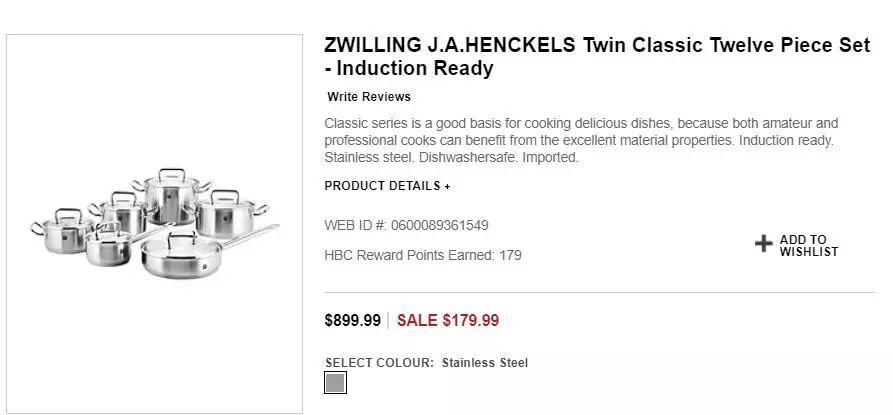 【送的比买的贵】双立人厨具套件大特价，立减700刀！