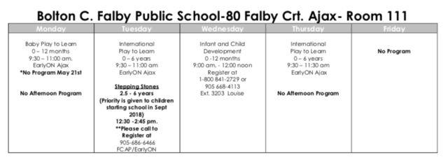 【史上最全】5月份多伦多各大免费早教中心课程表 【史上最全】5月份多伦多各大免费早教中心课程表