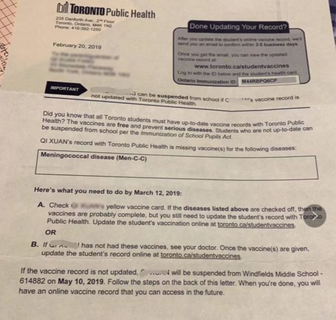 安省卫生局提醒:开学不想被停课,赶紧更新疫苗记录 安省卫生局提醒:开学不想被停课,赶紧更新疫苗记录
