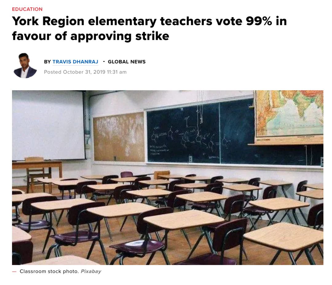 安省小学老师是否罢工投票出炉，98%支持罢工！