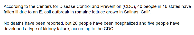 【病菌爆发】美国多人吃罗马生菜肾衰竭，加拿大已有感染病例！
