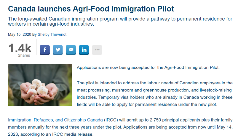 加拿大农业食品项目紧缺工作机会,申请人还在等什么? 加拿大农业食品项目紧缺工作机会,申请人还在等什么?