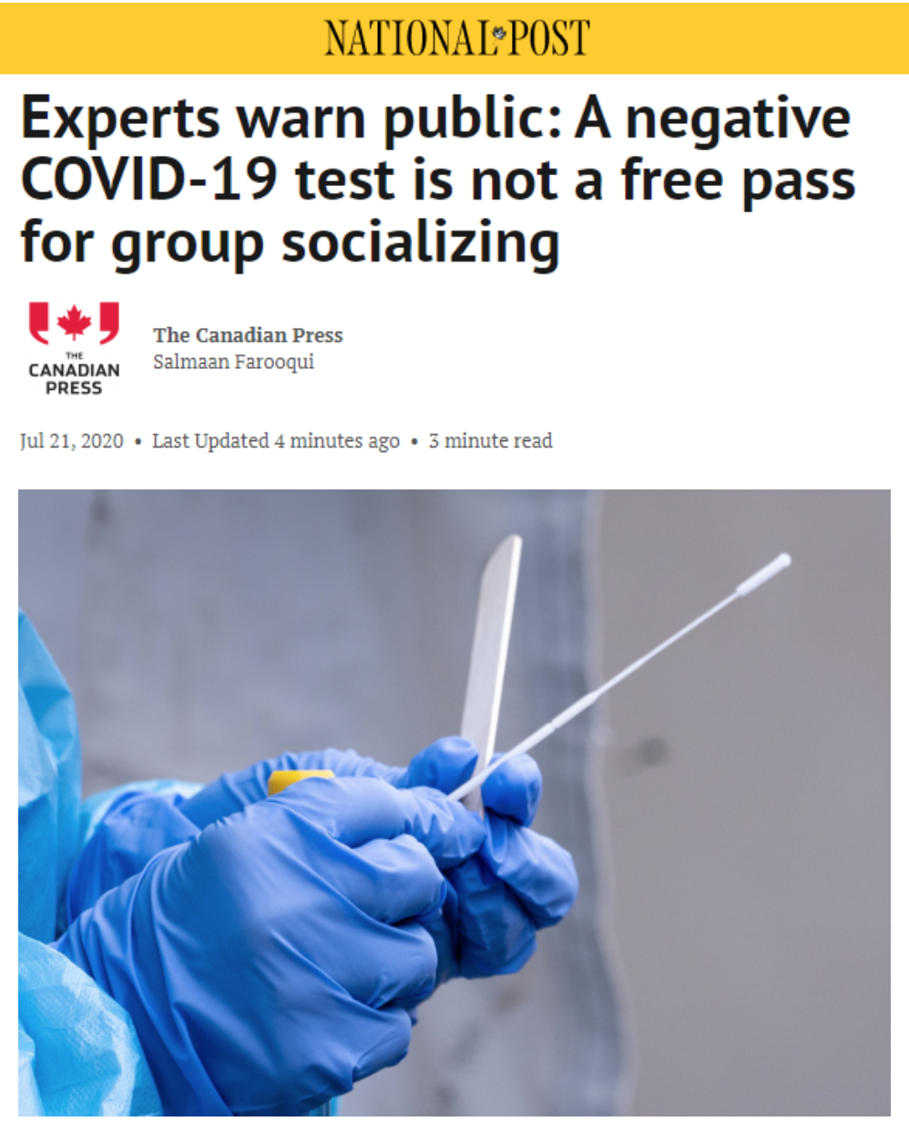 加拿大多个城市疫情二次爆发：病毒检测准确率只有65%