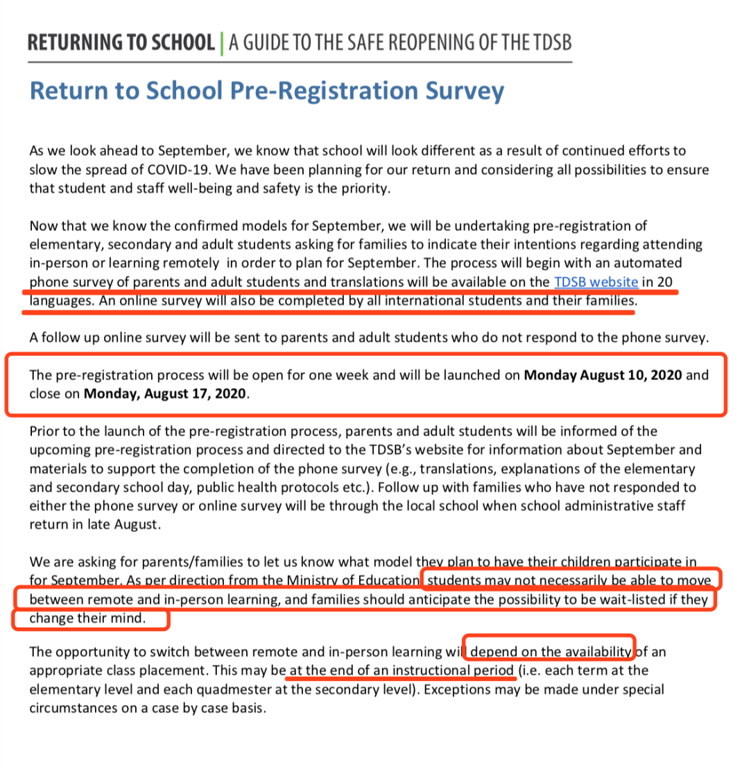 安省各教育局9月返校预报名要开始了：决定上网课，就整个学期不能改！