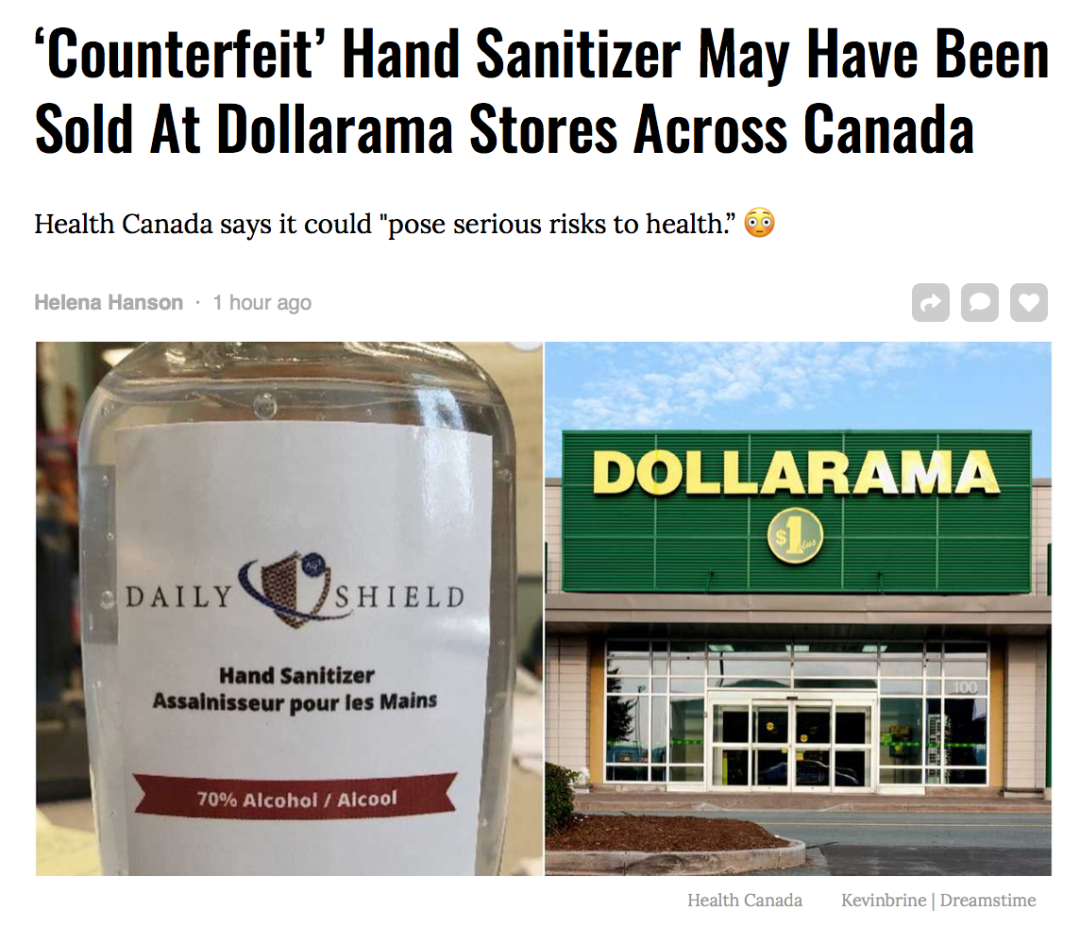 警惕Dollarama卖假货！加拿大卫生局召回100多款酒精洗手液！