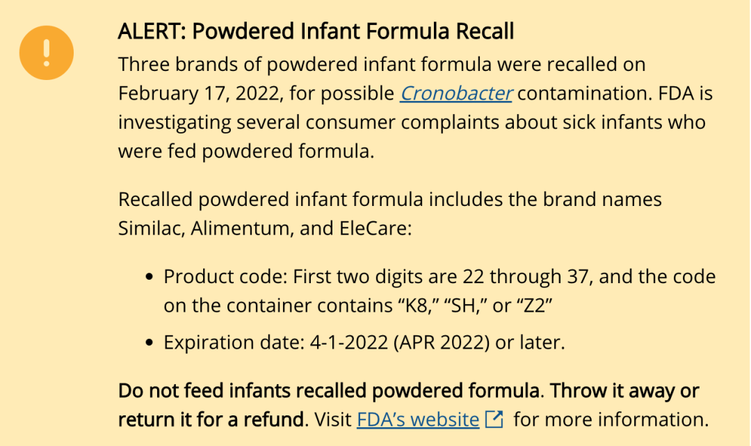 加拿大食检局发紧急召回令：雅培奶粉召回！细菌感染，别给娃喝了！