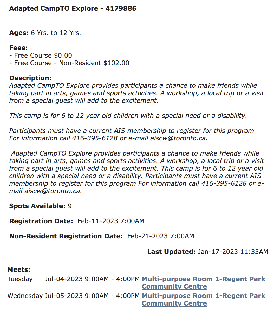 官网出bug！多伦多社区夏令营没有悄默默提前开放：2月11日统一注册（内含GTA各区夏令营报名）