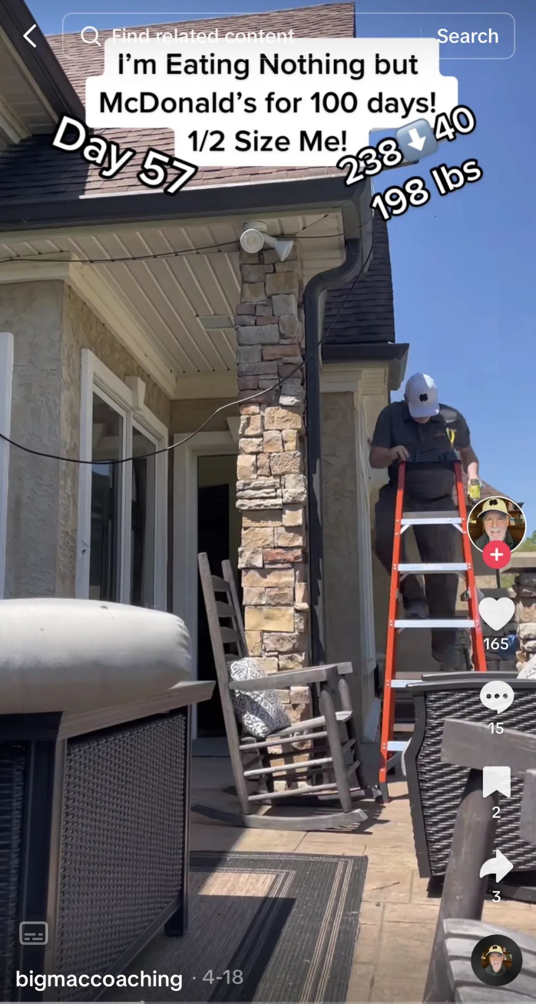 挑战100天只吃麦当劳，成功减重60磅！tiktok上这位大爷火出圈了：大爷果然是大爷