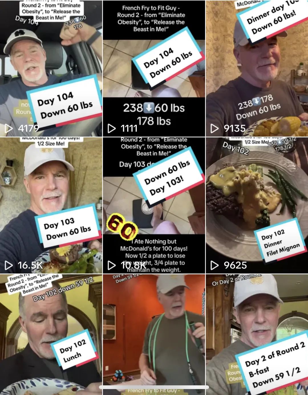 挑战100天只吃麦当劳,成功减重60磅!tiktok上这位大爷火出圈了:大爷果然是大爷 挑战100天只吃麦当劳,成功减重60磅!tiktok上这位大爷火出圈了:大爷果然是大爷