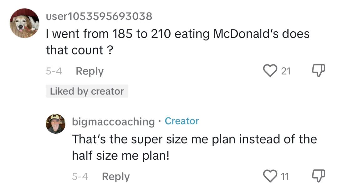 挑战100天只吃麦当劳，成功减重60磅！tiktok上这位大爷火出圈了：大爷果然是大爷
