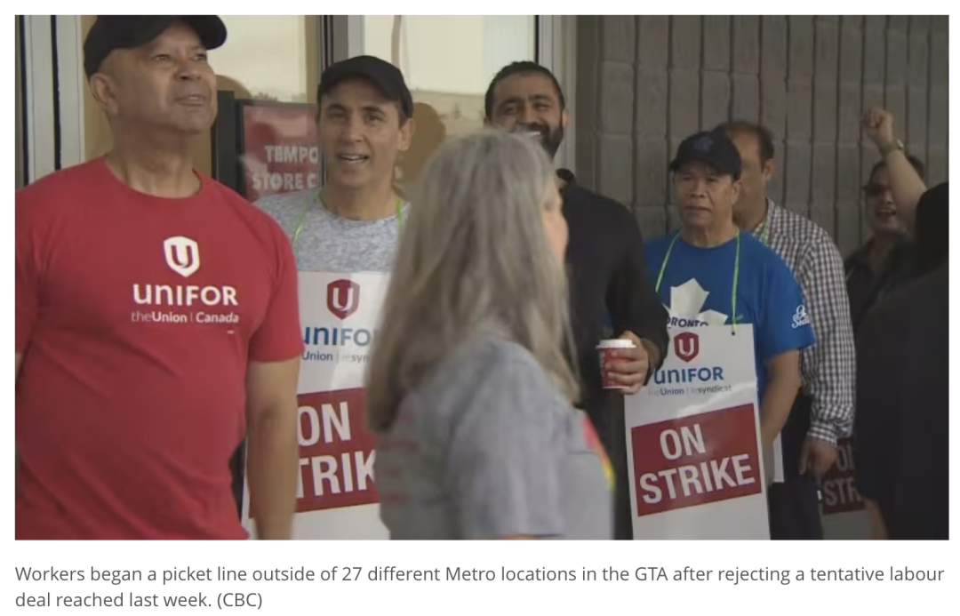 3700名员工宣布罢工！多伦多这27家Metro超市关店，药房依旧营业
