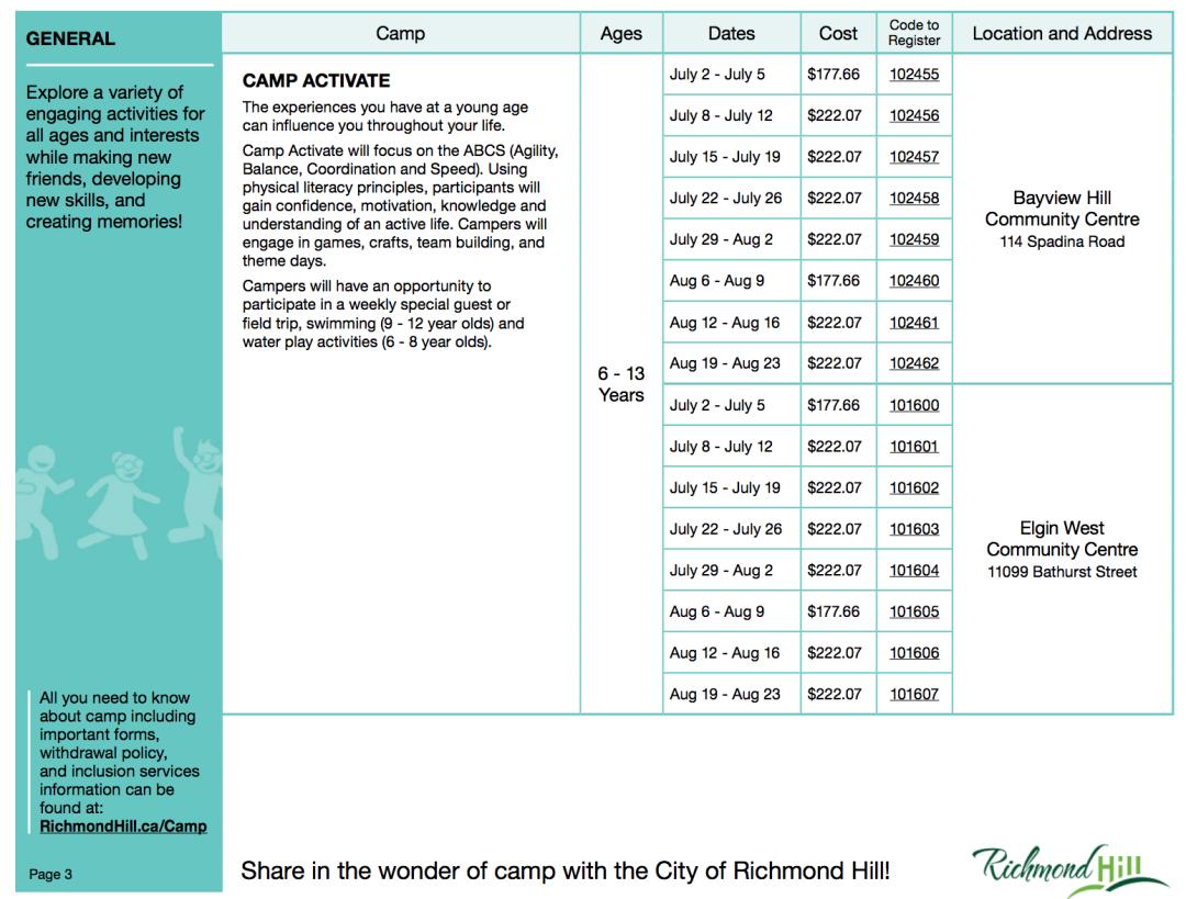 多伦多12个区的社区夏令营报名日历：不是别家夏令营报不起，而是社区夏令营更有性价比