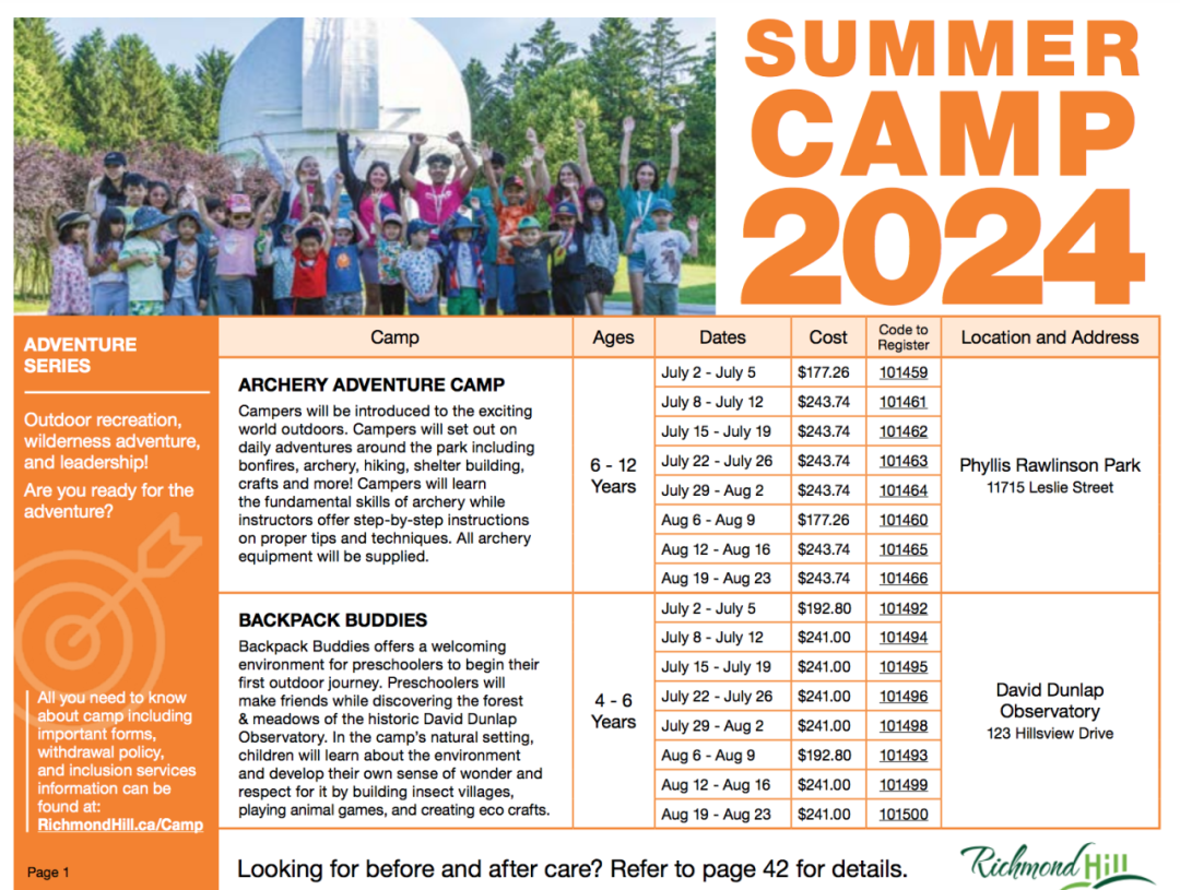 多伦多12个区的社区夏令营报名日历：不是别家夏令营报不起，而是社区夏令营更有性价比