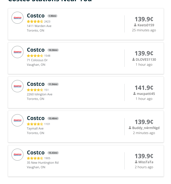 油价全城最低? 多伦多10个评分4星+的Costco加油站 油价全城最低? 多伦多10个评分4星+的Costco加油站